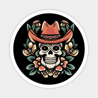 Traditional Cowboy Skull tattoo Magnet